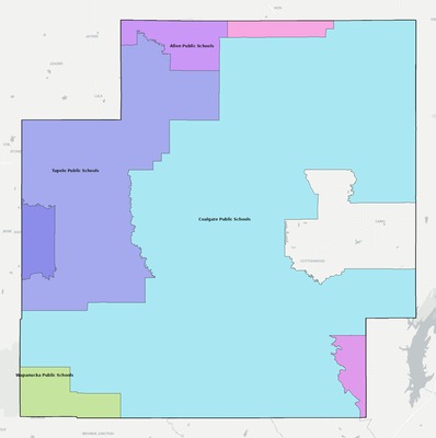 Coal County OK school district boundaries map