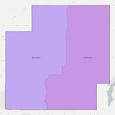 Coal County OK townships and subdivisions map