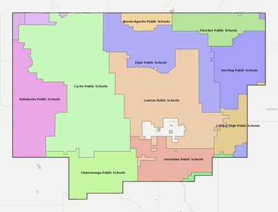 Comanche County OK school district boundaries map