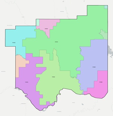 Cotton County OK ZIP code boundaries map