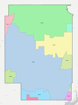 Craig County OK ZIP code boundaries map