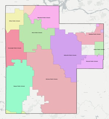 Creek County OK school district boundaries map