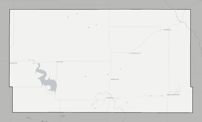 Custer County OK county basemap context
