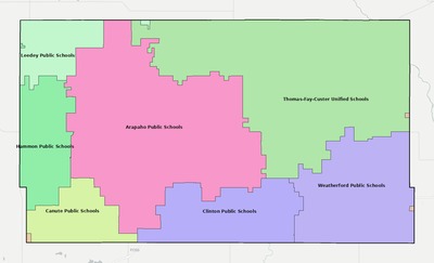 Custer County OK school district boundaries map