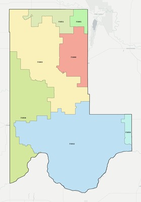 Ellis County OK ZIP code boundaries map