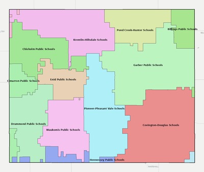 Garfield County OK school district boundaries map