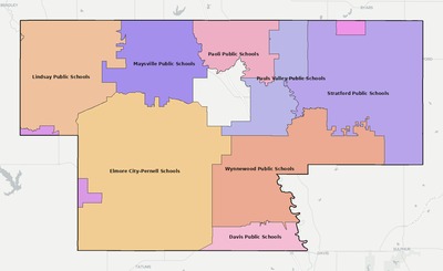 Garvin County OK school district boundaries map