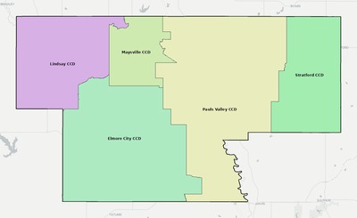 Garvin County OK townships and subdivisions map