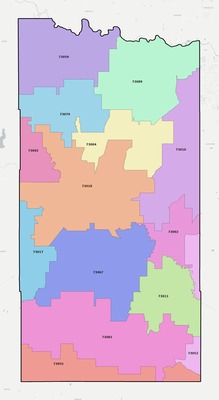 Grady County OK ZIP code boundaries map