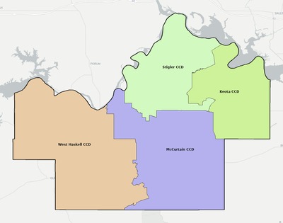 Haskell County OK townships and subdivisions map