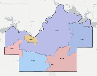Haskell County OK ZIP code boundaries map