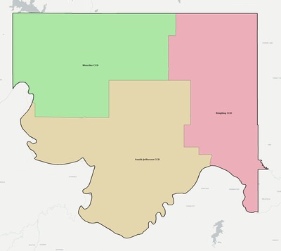 Jefferson County OK townships and subdivisions map
