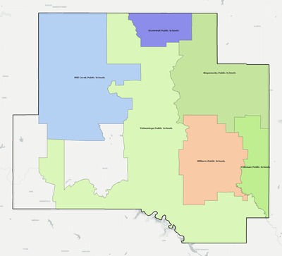 Johnston County OK school district boundaries map