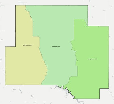Johnston County OK townships and subdivisions map