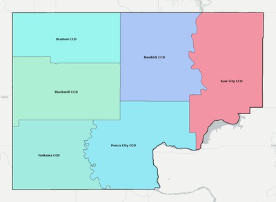Kay County OK townships and subdivisions map