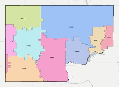 Kay County OK ZIP code boundaries map