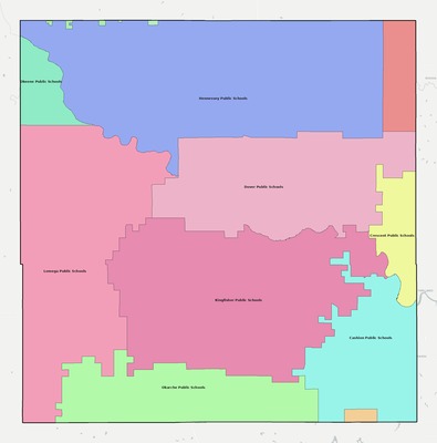 Kingfisher County OK school district boundaries map