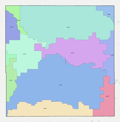 Kingfisher County OK ZIP code boundaries map