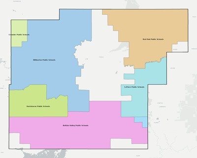 Latimer County OK school district boundaries map