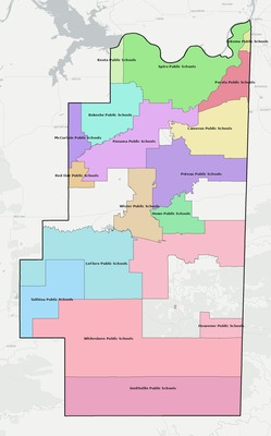Le Flore County OK school district boundaries map