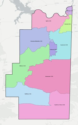 Le Flore County OK townships and subdivisions map