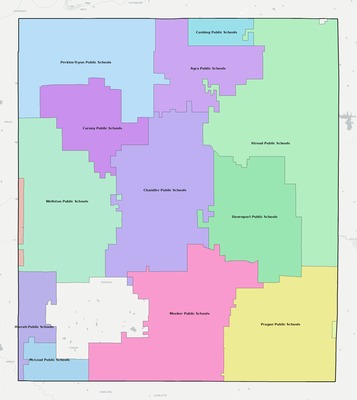Lincoln County OK school district boundaries map