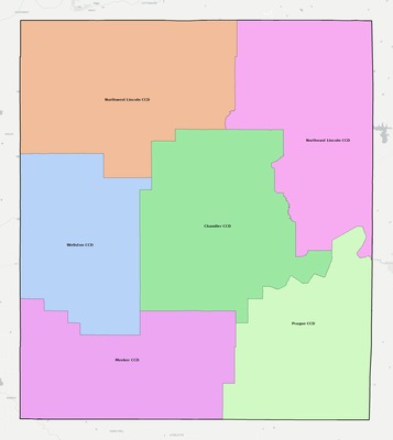 Lincoln County OK townships and subdivisions map
