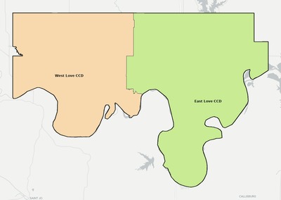 Love County OK townships and subdivisions map