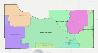 Major County OK school district boundaries map