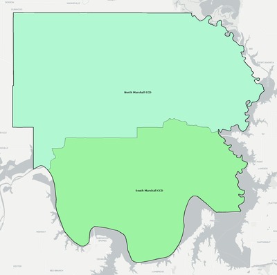 Marshall County OK townships and subdivisions map