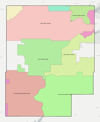 Mayes County OK school district boundaries map