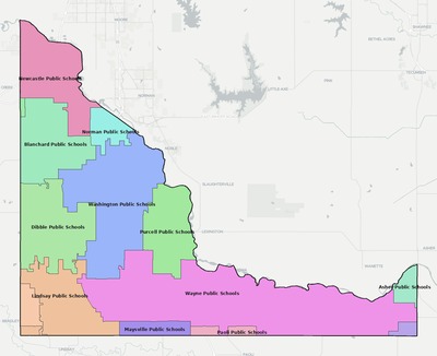 McClain County OK school district boundaries map