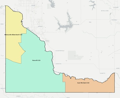 McClain County OK townships and subdivisions map