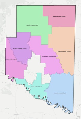 McCurtain County OK school district boundaries map