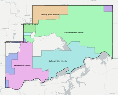 McIntosh County OK school district boundaries map