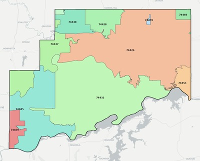 McIntosh County OK ZIP code boundaries map