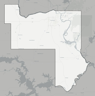 Muskogee County OK county basemap context