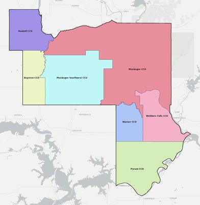 Muskogee County OK townships and subdivisions map