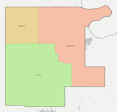 Noble County OK townships and subdivisions map