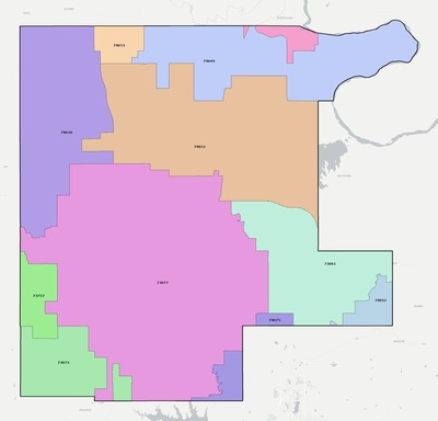Noble County OK ZIP code boundaries map