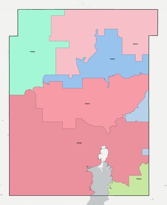 Nowata County OK ZIP code boundaries map