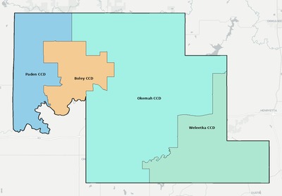 Okfuskee County OK townships and subdivisions map