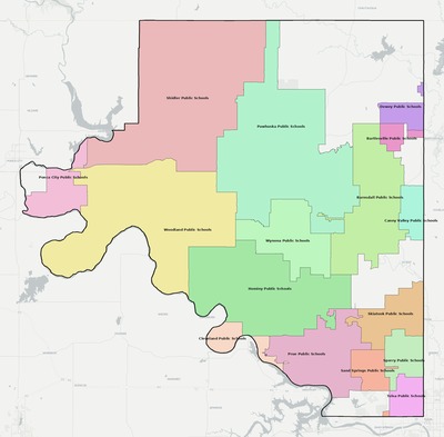 Osage County OK school district boundaries map