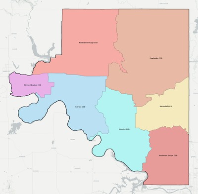 Osage County OK townships and subdivisions map