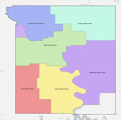 Ottawa County OK school district boundaries map