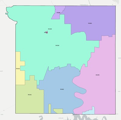 Ottawa County OK ZIP code boundaries map