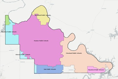 Pawnee County OK school district boundaries map