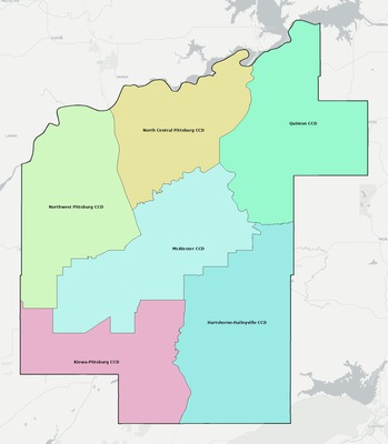 Pittsburg County OK townships and subdivisions map