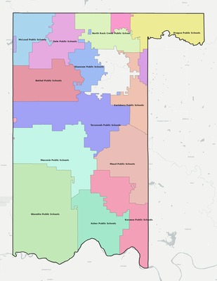 Pottawatomie County OK school district boundaries map
