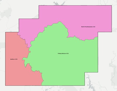 Pushmataha County OK townships and subdivisions map